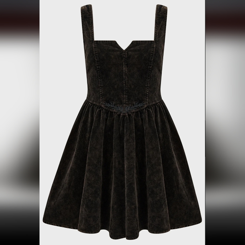 Killstar Black Velvet Fit-and-Flare Mini Dress